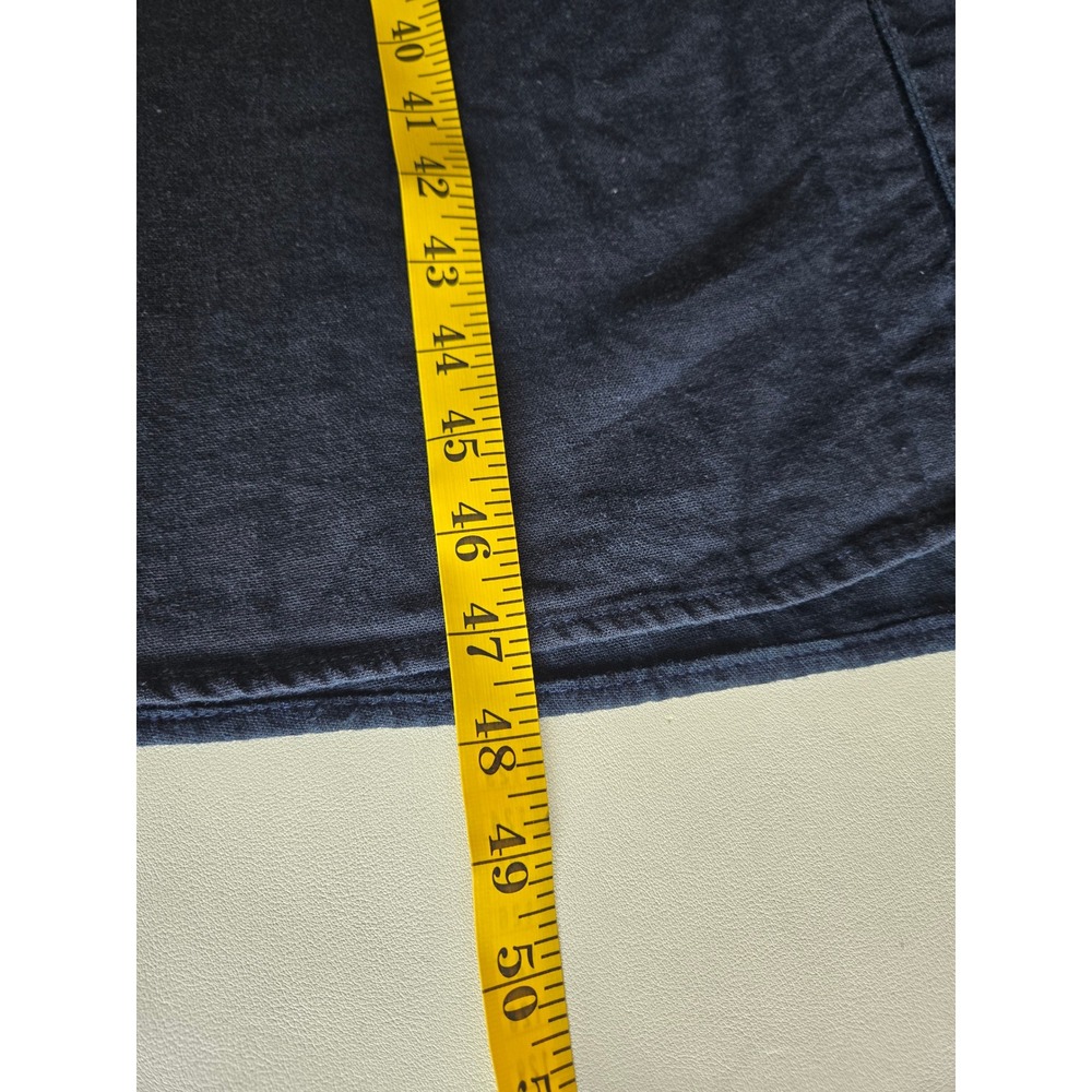 Yessica Navy Blue Linen Blend Button Front Midi Dress M Coastal Chic Minimalist - Picture 7 of 10